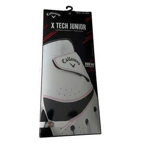 New Callaway X Tech Junior Med/Lg Left Hand Junior Golf Glove White Black Red